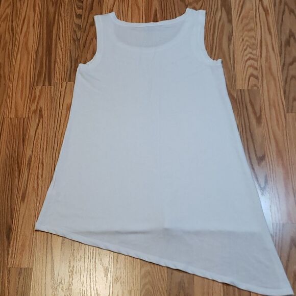 Cable & Gauge White Tank Top, sleeveless tunic Asymmetrical, Small - Picture 4 of 4